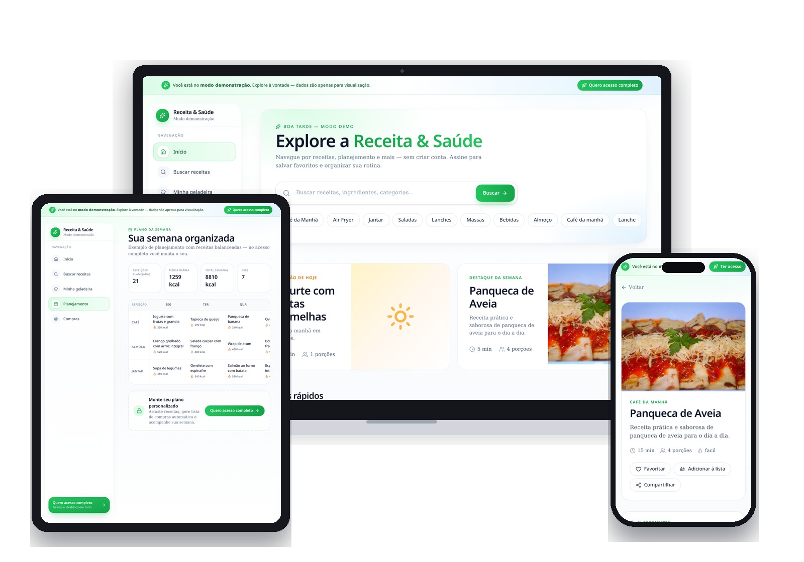 Cozinha Inteligente no celular, tablet e desktop